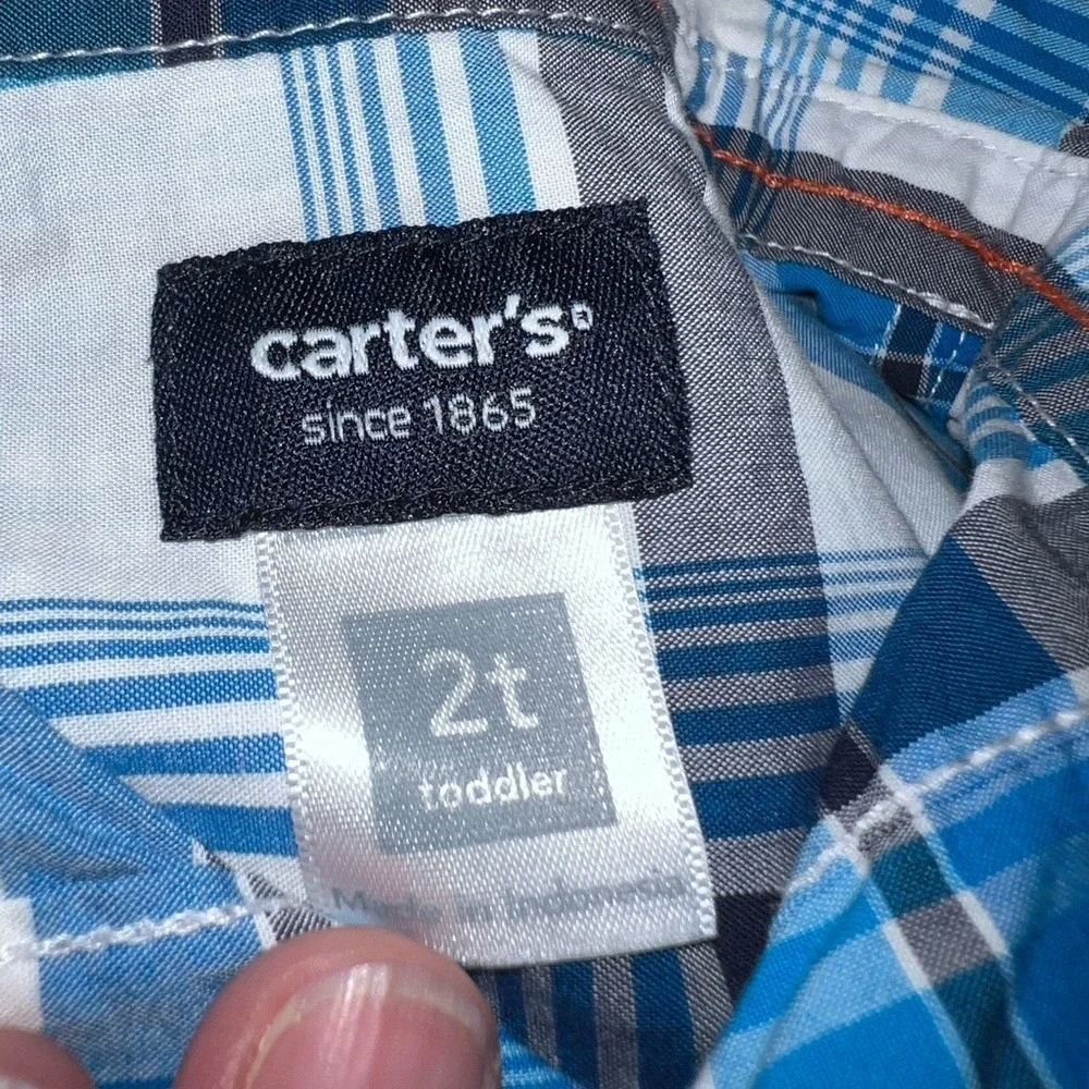 Boys tolddler size 2T shirt top Carter's Plaid Button Down Shirt dress up